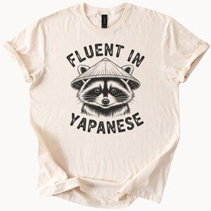 Fluent In Yapanese Raccoon Graphic Shirt Funny Animal Pun Tee Gift Idea